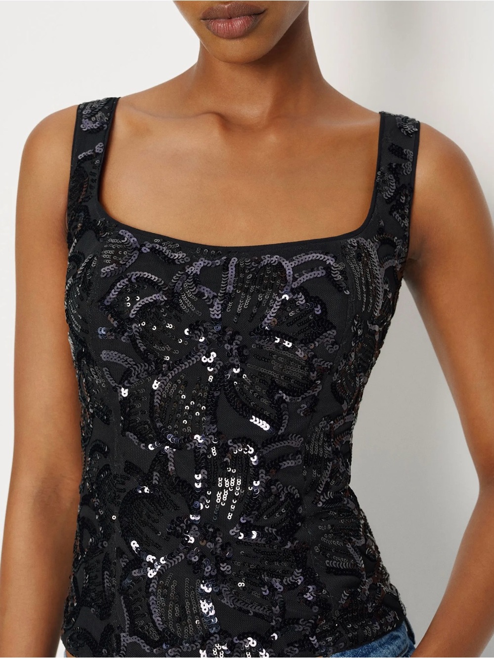 NWT Reformation Hayes Sequin Square-Neck Tank Top